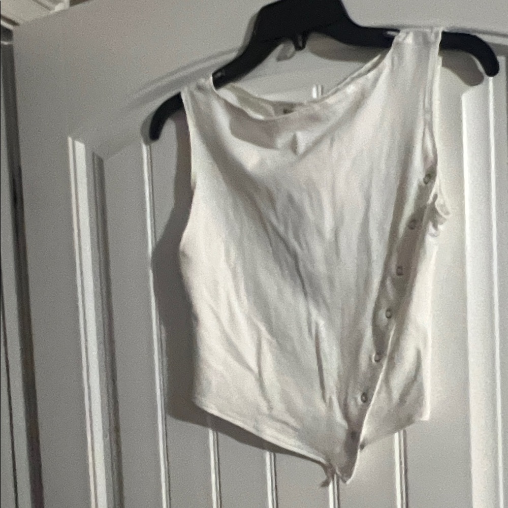 Signature Studio White Button-Down Bodysuit